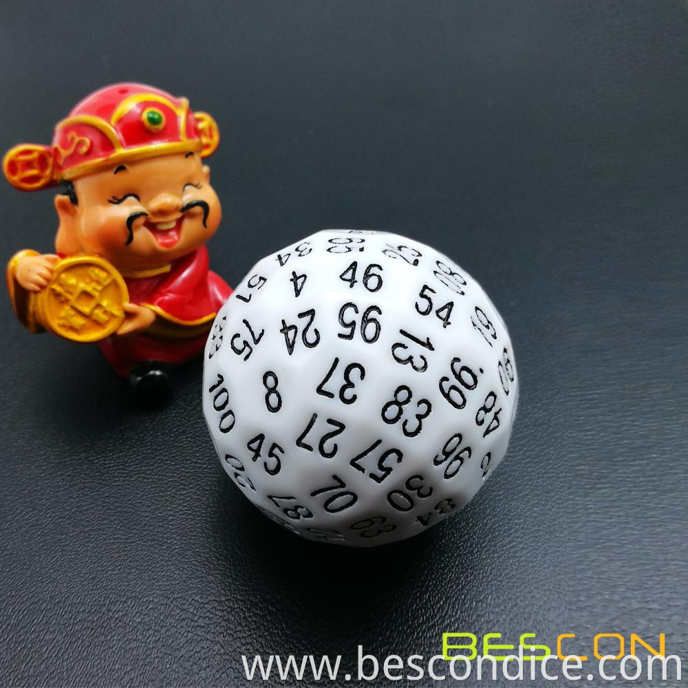 100 Sided Dice 45mm Solid White Color 1